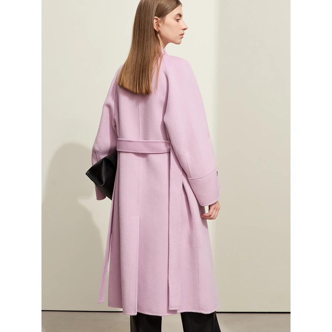 Luxurious Women's Long Woolen Coat with Belt