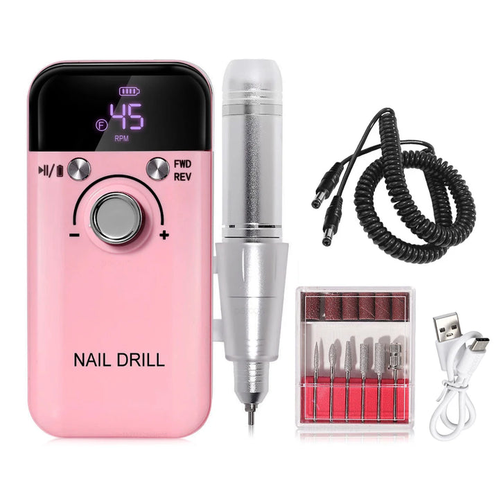 Nail Drill Machine 45000RPM Rechargeable Electric Nail Drill Polisher for Professional Manicure