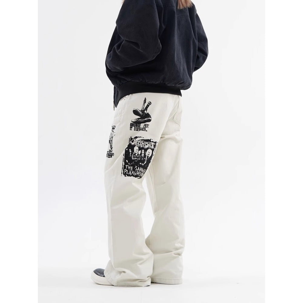 Hip Hop Print Jeans Men's Spring