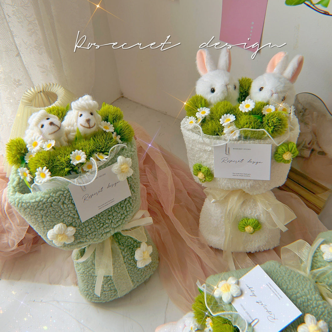 Rabbit Lamb Wheat Doll Bridal Bouquet