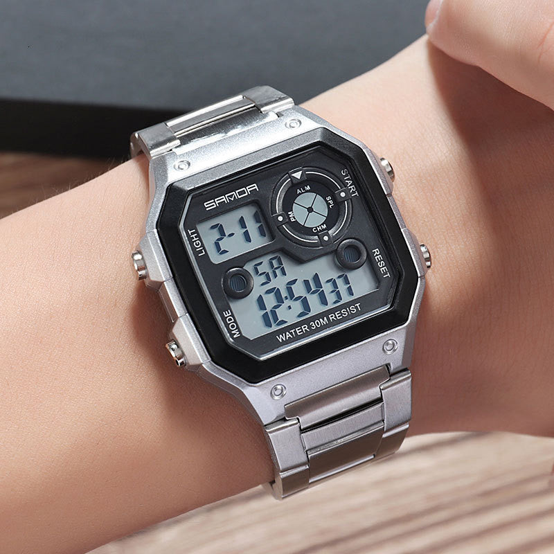 Men's Steel Band Waterproof Multi-function LED Watch Sports