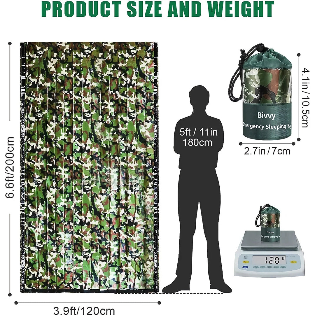 Camouflage Waterproof Emergency Sleeping Bag for Outdoor Camping and Survival