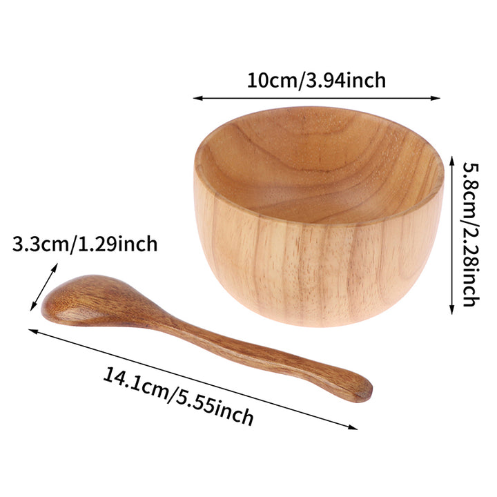 2Pcs Wooden Facial Mask Bowl and Spoon Set