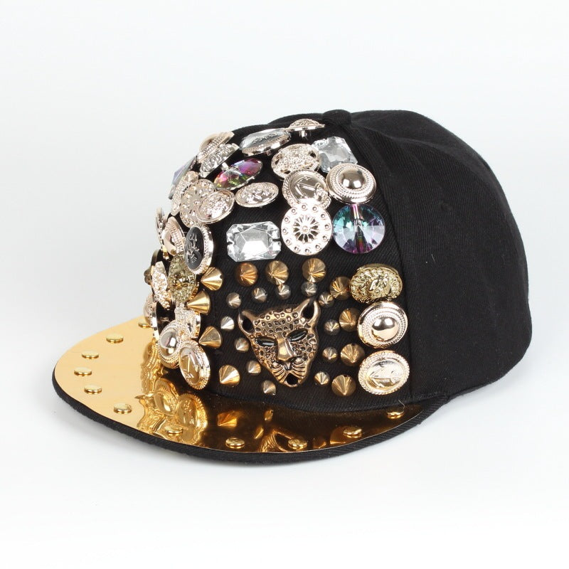 Men Women Skull Leopard Head Rivet Baseball Cap