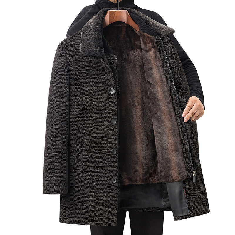 Middle-aged And Elderly Fleece-lined Thickened Detachable Two-piece Coat