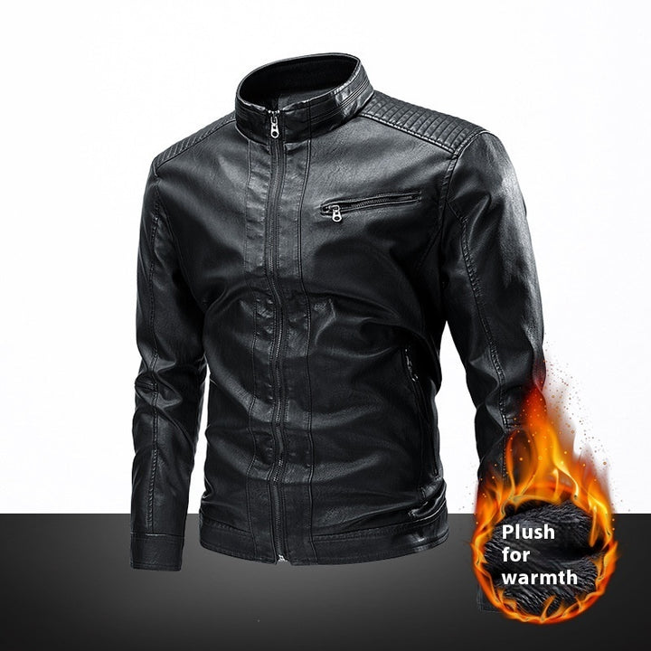 Spring And Autumn Cross-border Casual Men's Leather Clothing Stitching Motorcycle Retro Fashion Leather Jacket Coat