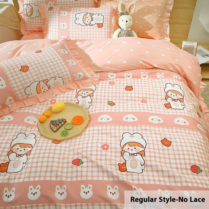 Four Piece Duvet Set Girl's Heart Ins Style