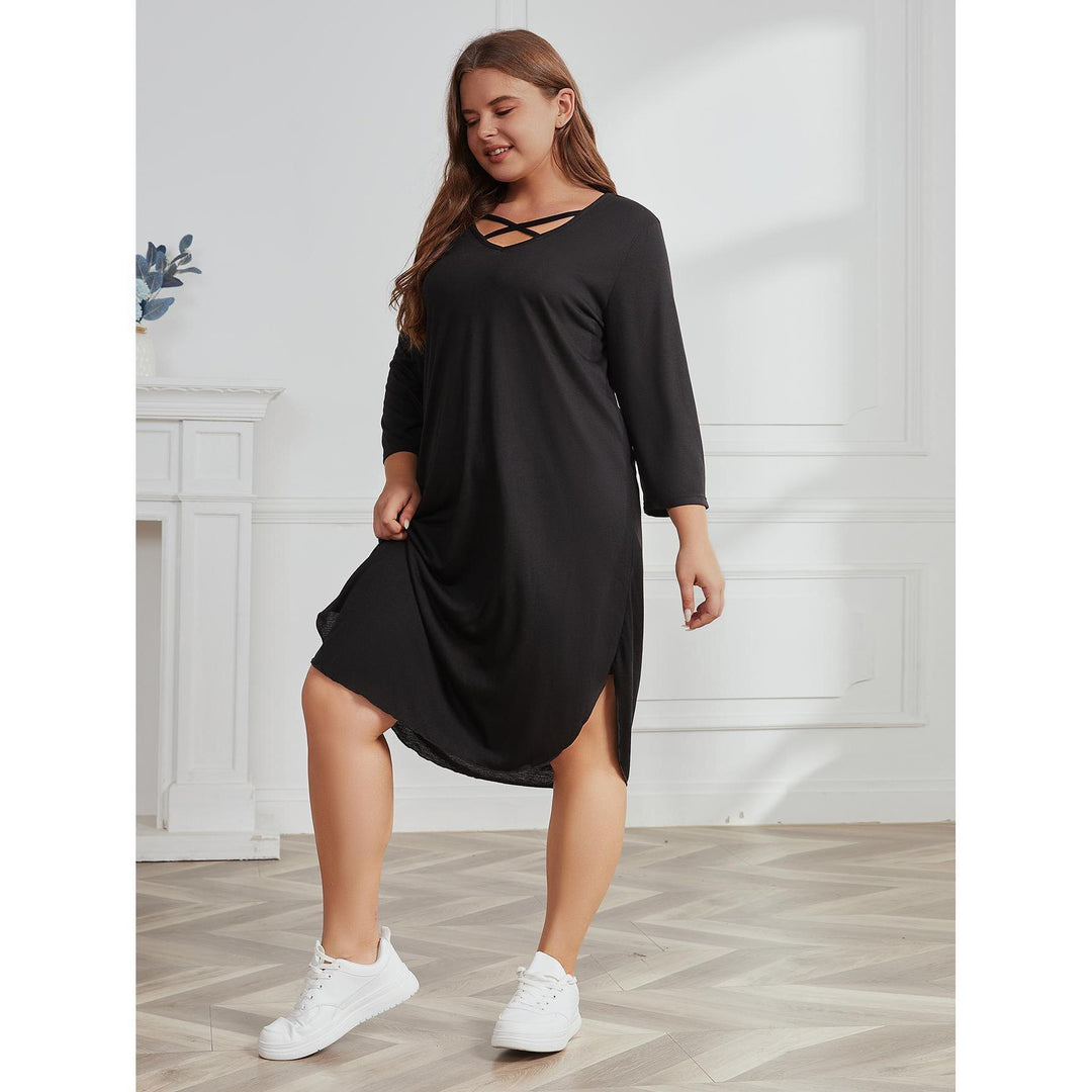 Fashion Casual Loose Long Sleeve Plus Size Dress Women