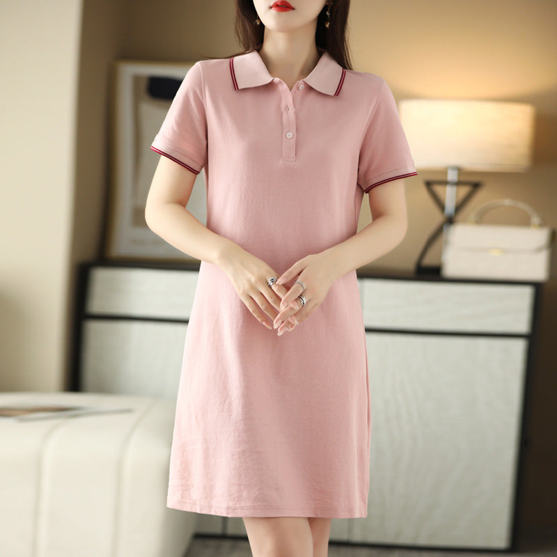 Polo Collar Mid-length Dress Women