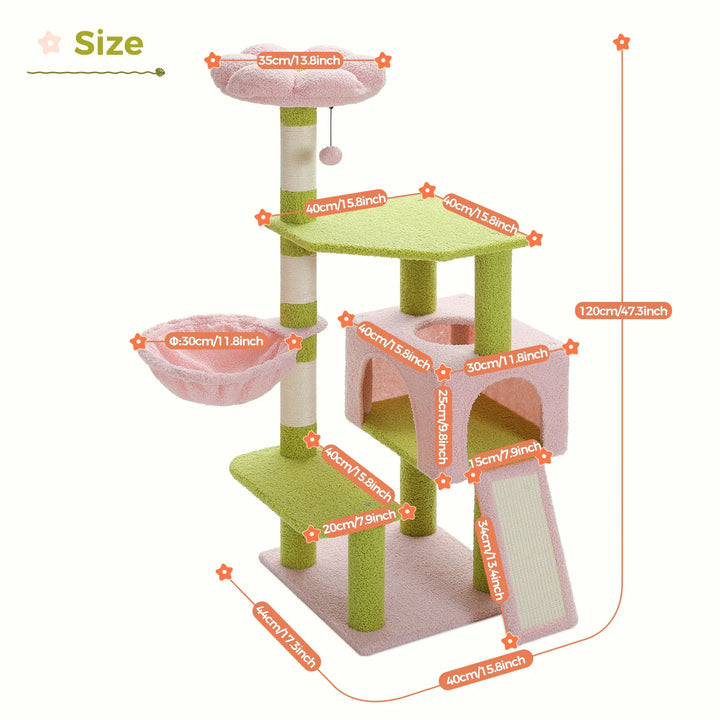 Multi-Level Cat Tree with Scratching Posts and Hammock