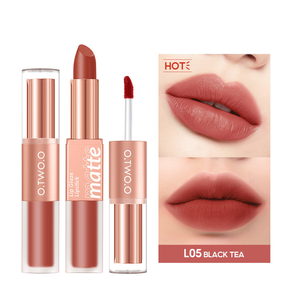 Lip Glaze Nude Milky Coffee Amber Pumpkin Cinnamon Milk Tea Double-headed Lipstick