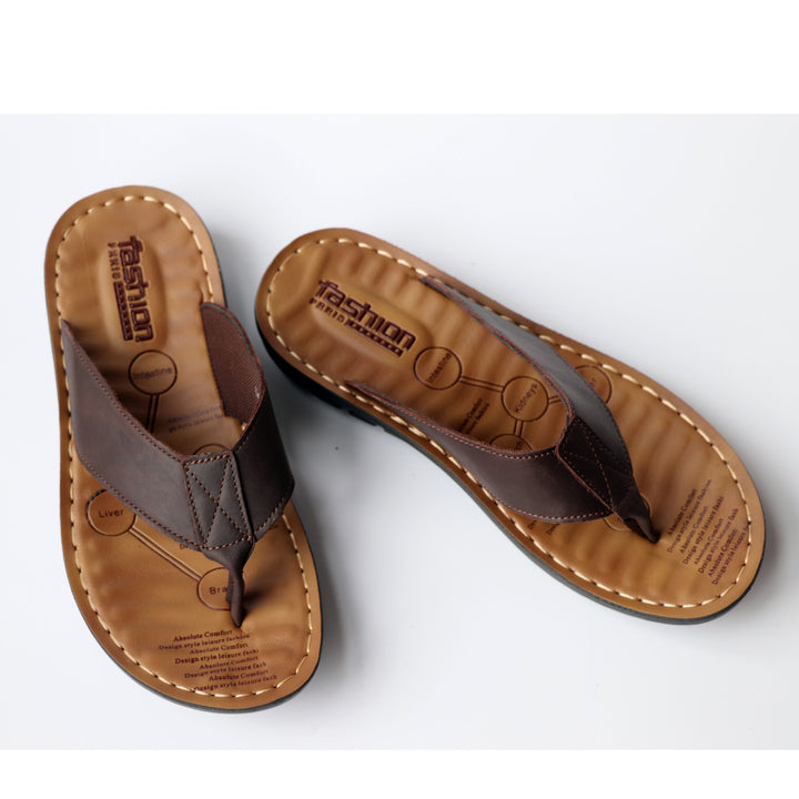 Summer New Cowhide Men's Flip Flops Sandals