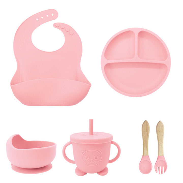 Children's Tableware Silicone 6 Pieces Suit Maternal And Child Suction Plate Food Supplement