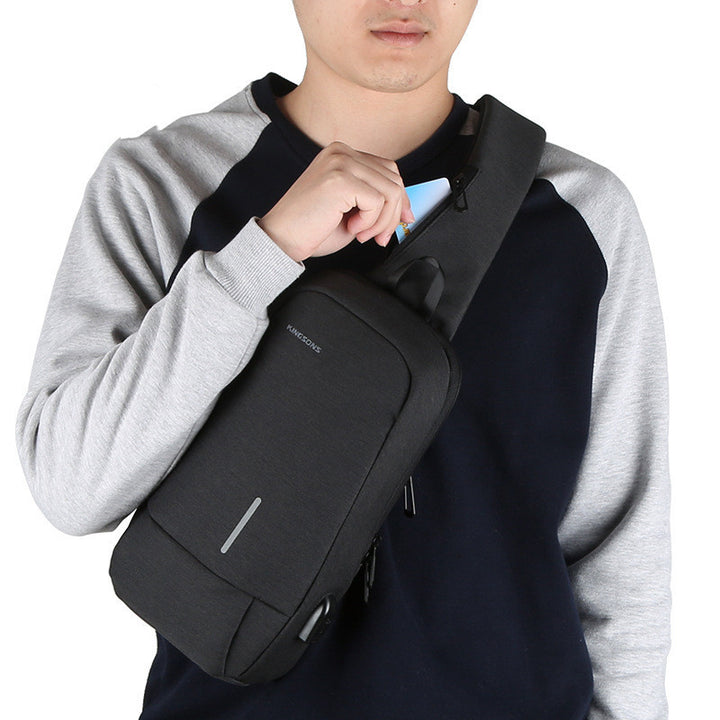 Fashion Men's Messenger Bag USB Charging Korean Version