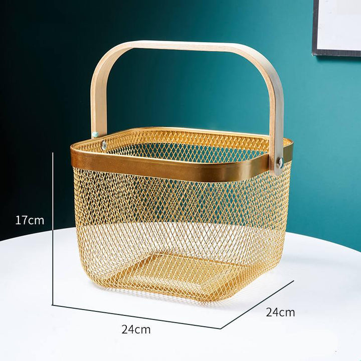 Iron Art Fruit Basket with Bamboo Handle