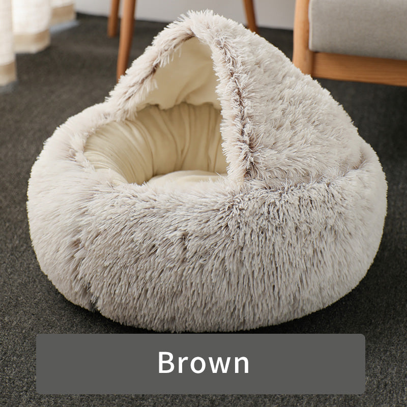 Cozy Round Plush Cat Bed