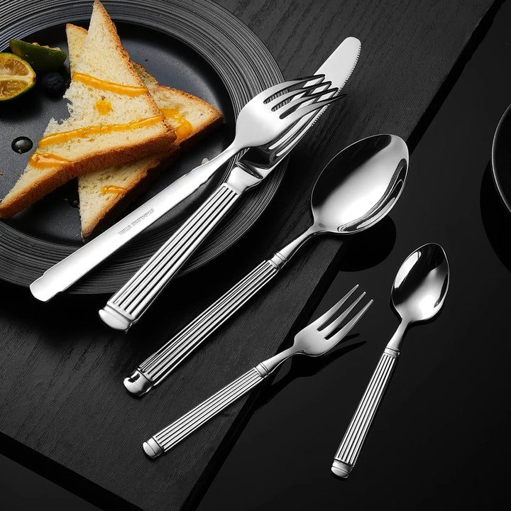 Gold Roman Column Style Cutlery Set - Stainless Steel Flatware Set