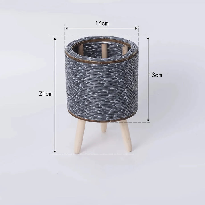 Nordic Hand-Woven Imitation Rattan Flower Pot