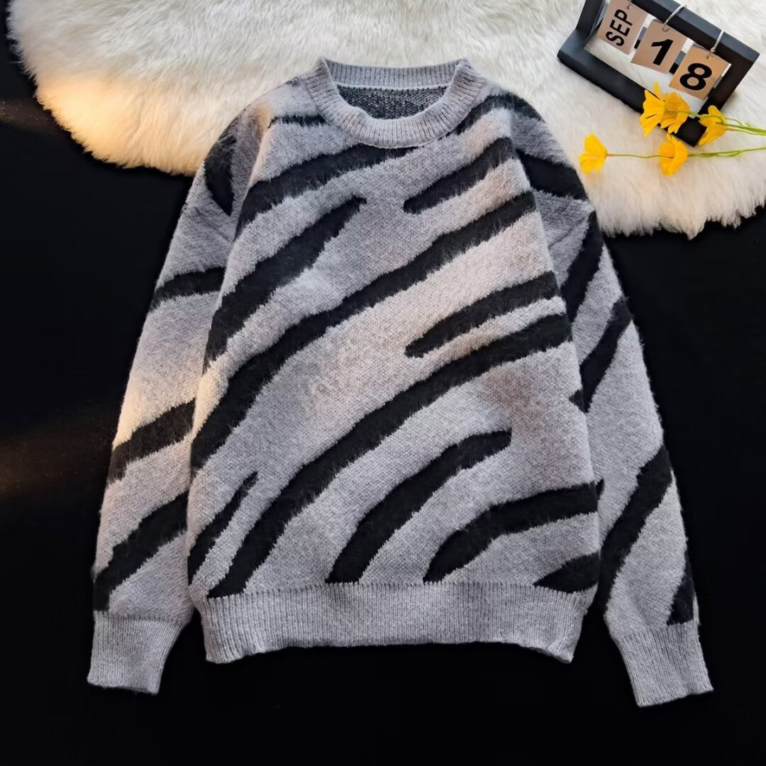 American Zebra Pattern Irregular Sweater