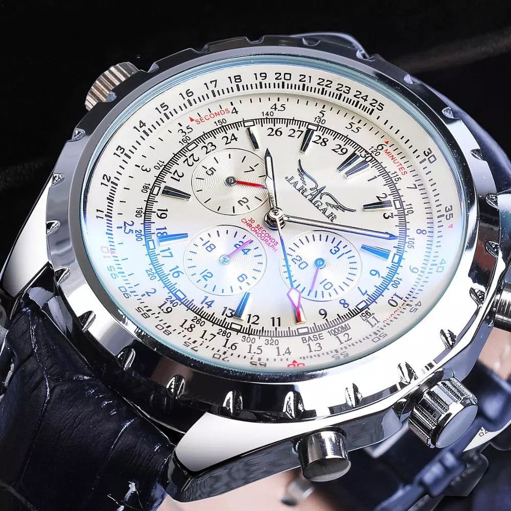 Style Men's Fashion Casual Mechanical Multifunctional Blue Glass Automatic Mechanical Watch