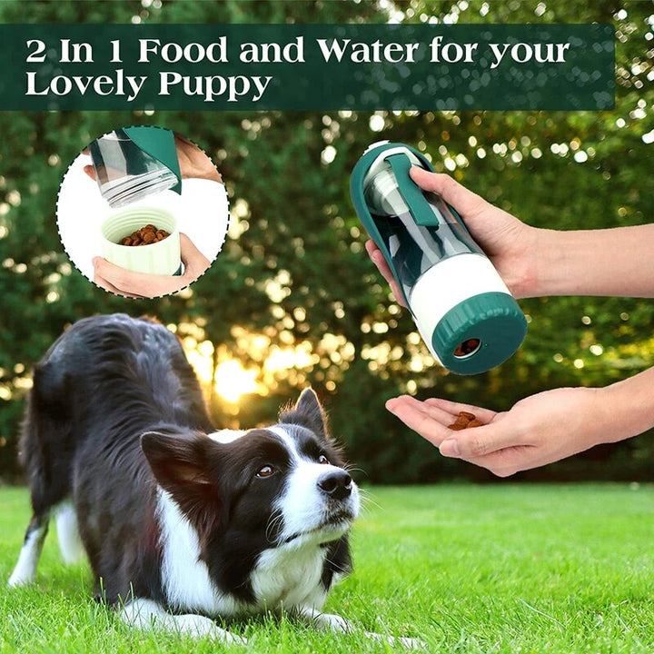 2-in-1 Portable Dog Water Bottle & Food Container for Outdoor Activities