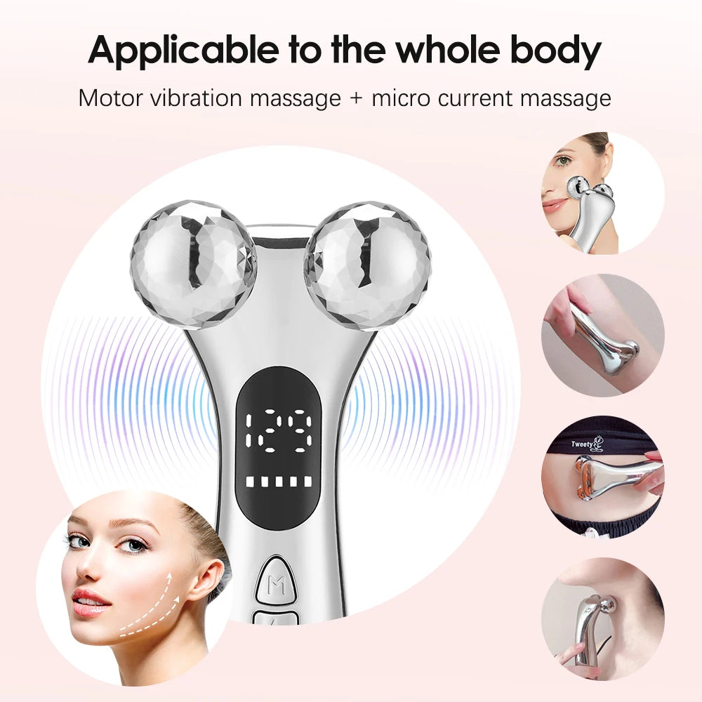 Low Frequency Pulse Massager - Vibration Facial Roller for Skin Lifting, Firming & Fine Line Reduction