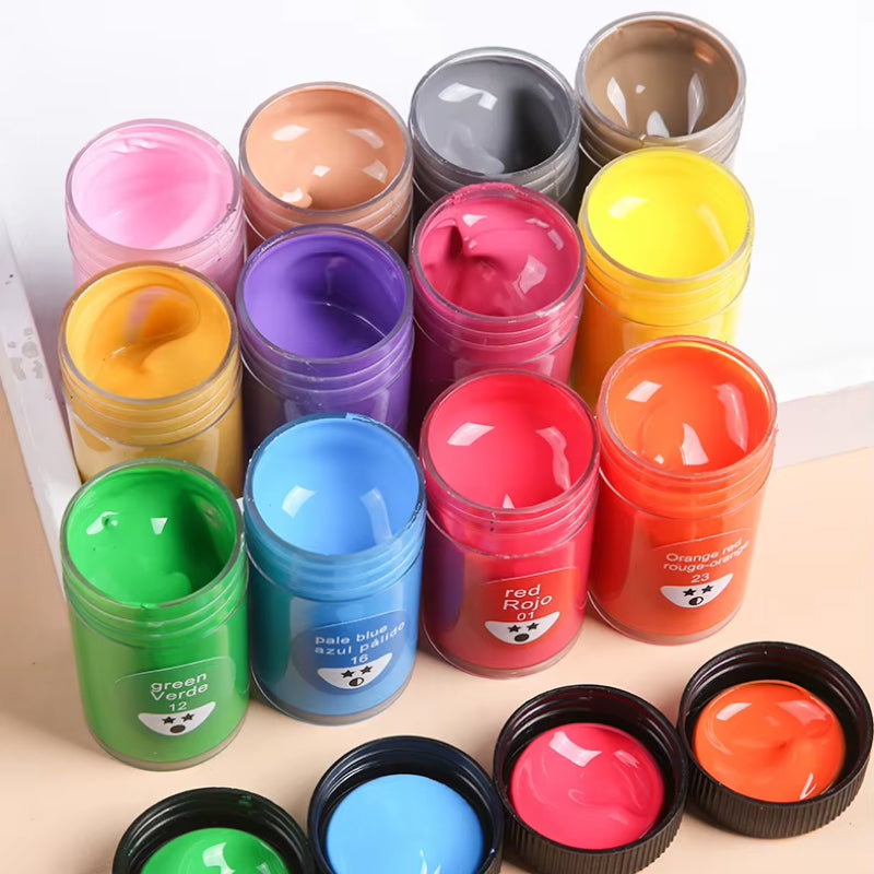 Acrylic Paint Set 24 Colors 25ml for Fabric, Canvas, Glass & Paper