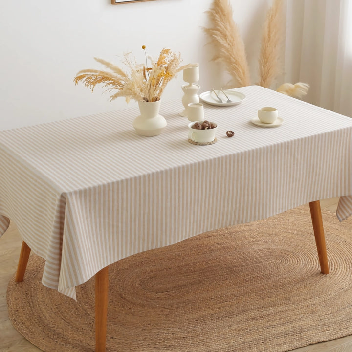 Minimalist Striped Cotton Linen Tablecloth