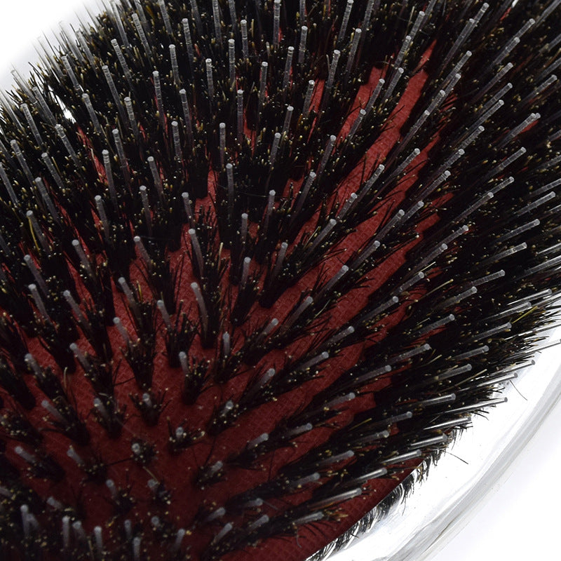 Luxury Silver Boar Bristle Paddle Hair Brush