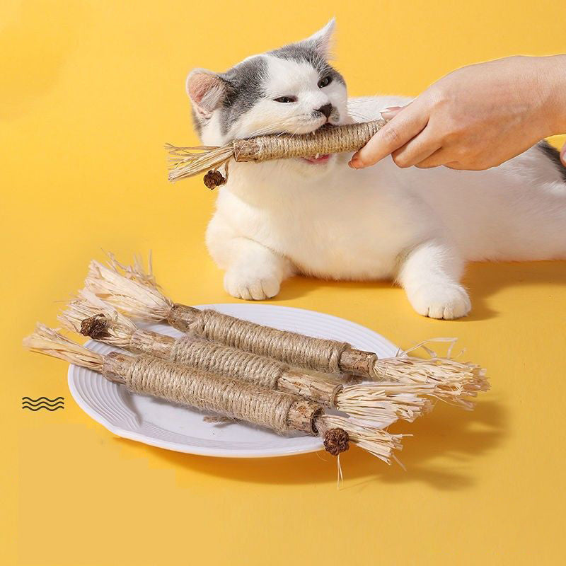 Silvervine Chew Stick Polygonum Kitty Raffia Grass Cat Toy
