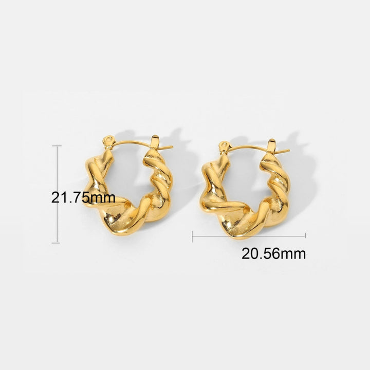 Trendy 18K Gold Plated Stainless Steel Croissant Hoop Earrings