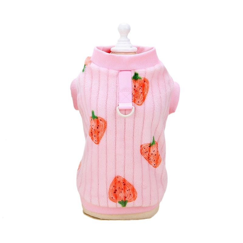 Cute Strawberry Pattern Fleece Vest for Small to Medium Dogs & Cats