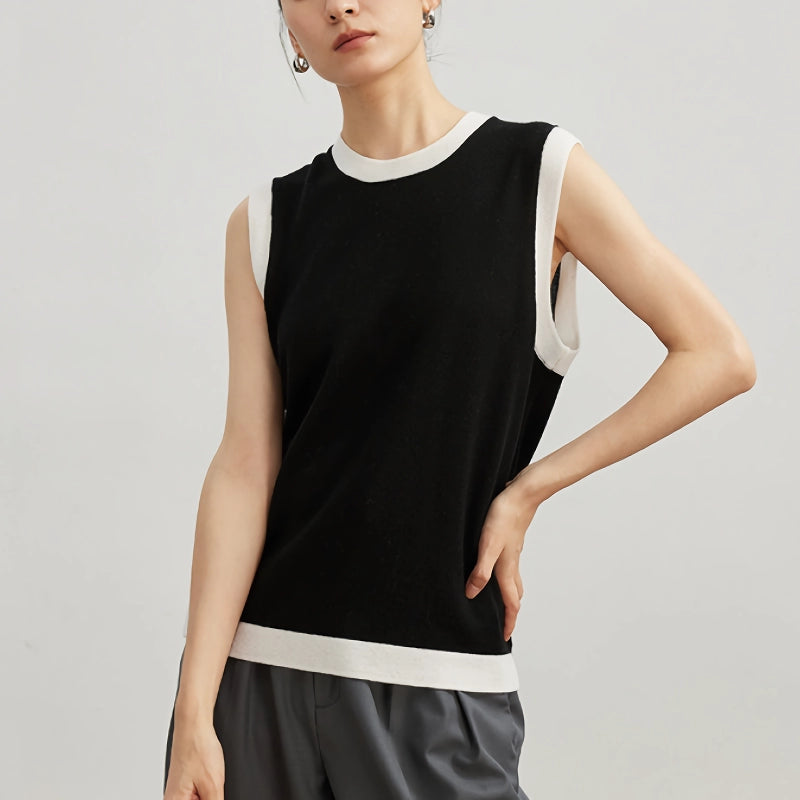 Merino Wool O-Neck Pullover Vest