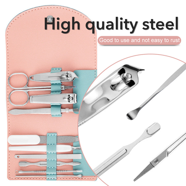 Portable 10-Piece Manicure and Pedicure Nail Clipper Set