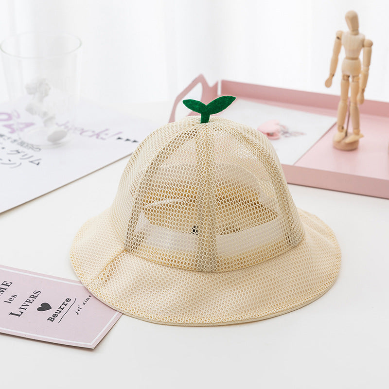 Korean Baby Summer Mesh Bucket Hat - Breathable Sprout Cap for Kids