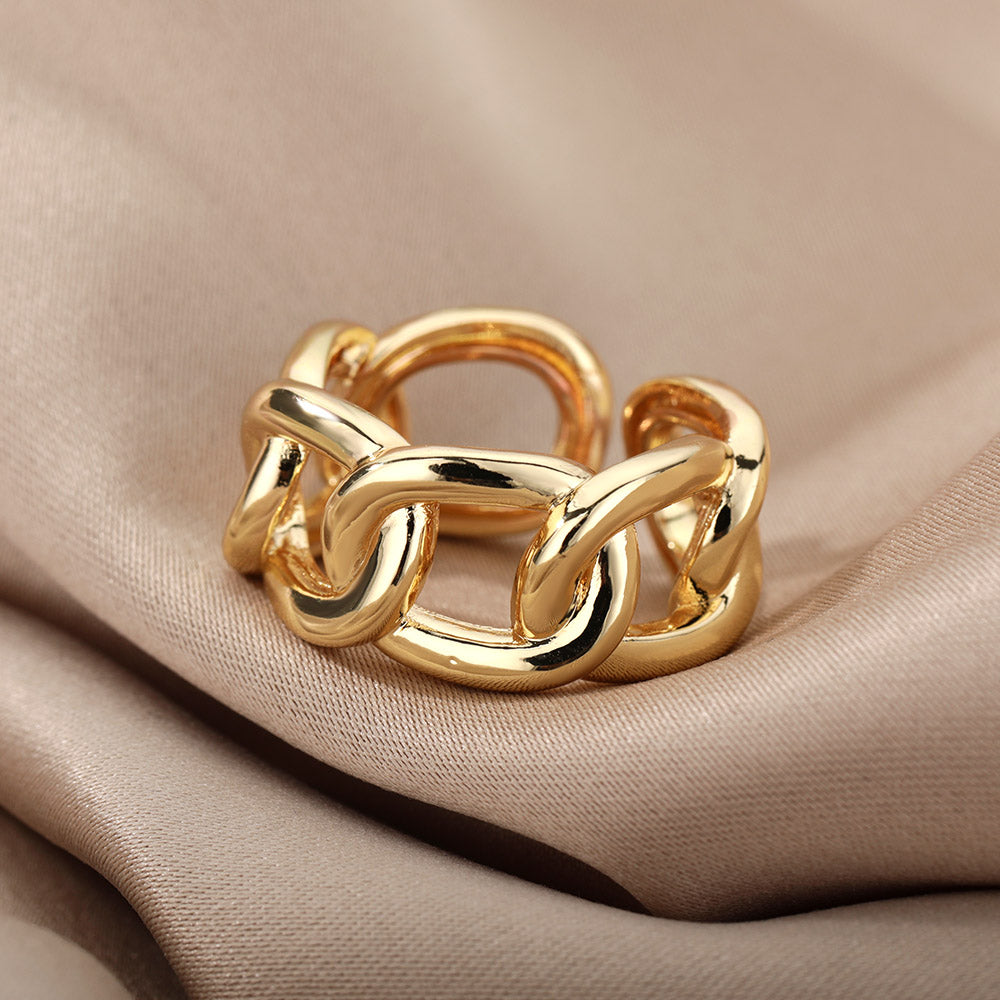 Gold Adjustable Chain Ring for Women