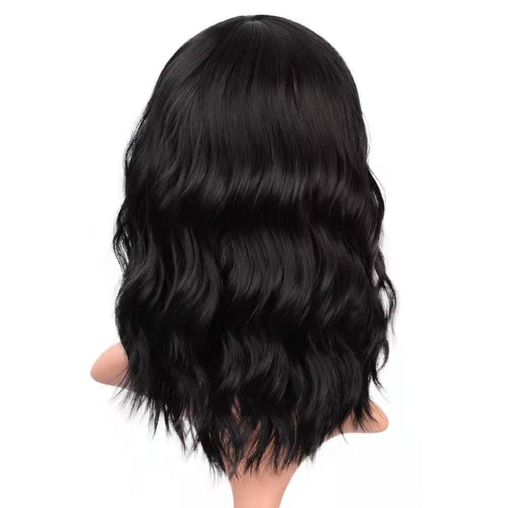 Full-head Wig-style Curly Small Wave Hairstyle Air Bangs Artificial Human Hair Wig Sheath