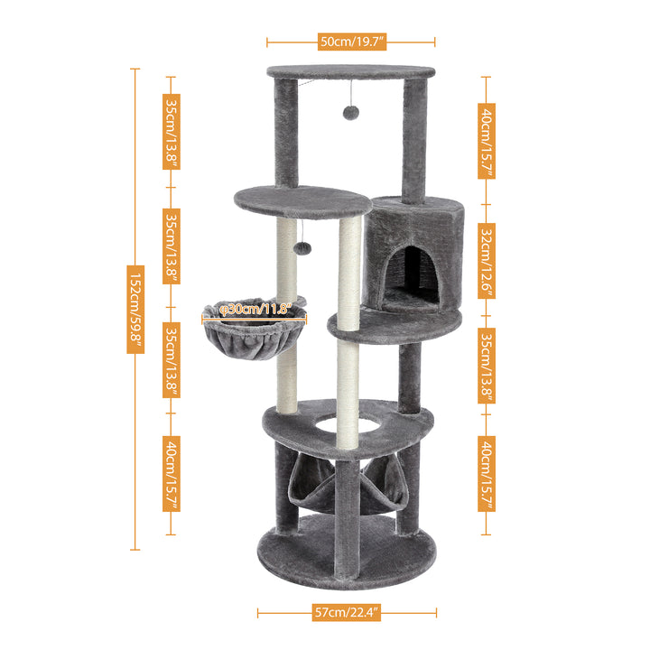 Extra Large Cat Tree Tower with Multiple Condos, Scratching Posts, and Perches