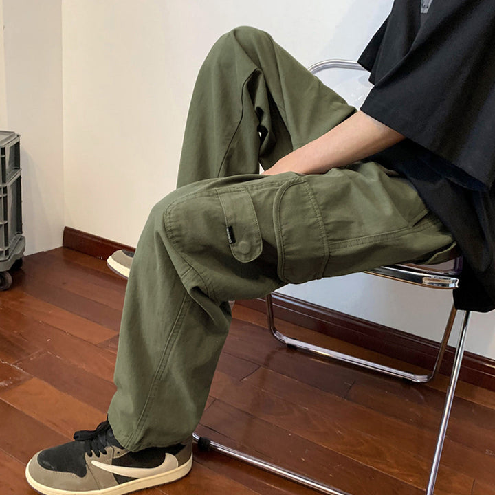 Army Green Overalls Men's Summer Thin Straight Japanese Pants