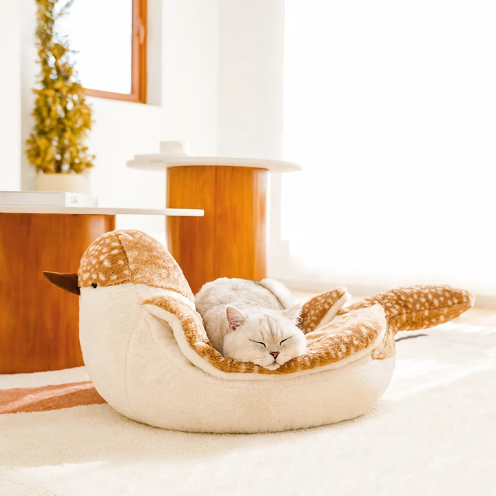 Winter Fleece Cat Sofa Bed - Cozy Sparrow-Shaped Pet Nest for Small Dogs and Cats