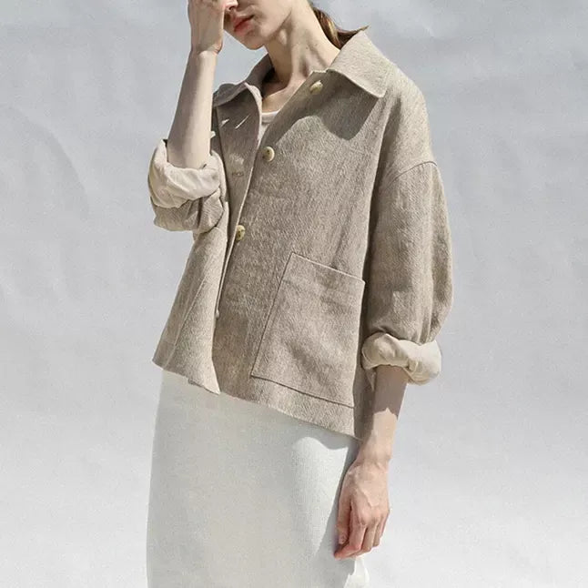 Elegant Casual Cotton-Linen Autumn Jacket