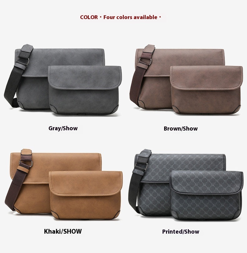 Men's Contrast Color Matte Fashion Retro Crossbody Shoulder Bag