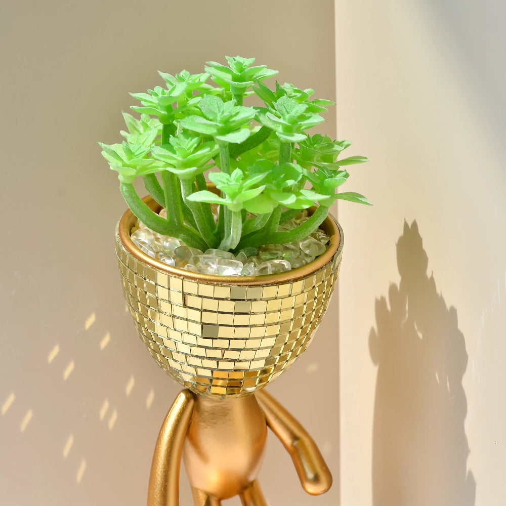 Mirror Disco Walking Man Planter Pot