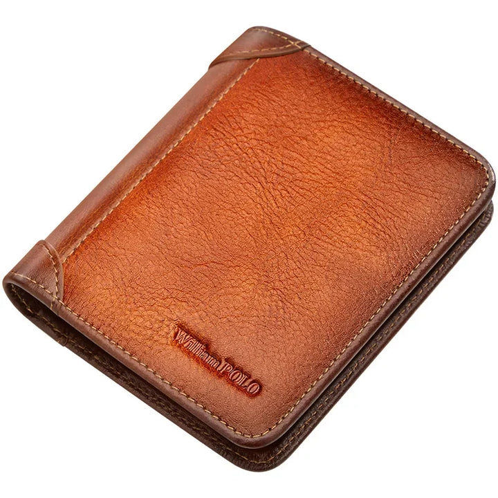 Luxury Genuine Leather Men's Wallet - High Quality Small Card Holder & Retro Pocket Purse