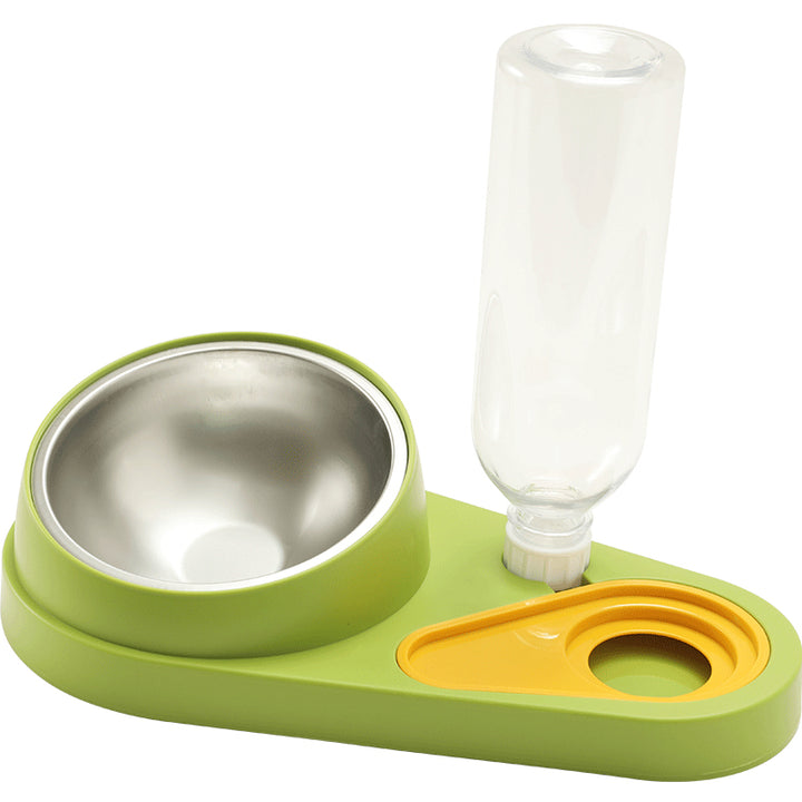 2-in-1 Pet Bowl with Automatic Water Fountain - Raised Stainless Steel Feeder