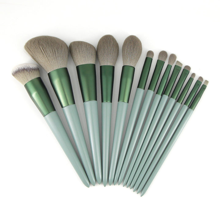 Green Wooden Handle Quick-drying Soft Fur Flour Brush Suit