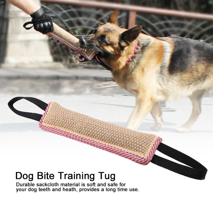 Durable Sackcloth Dog Training Bite Tug Toy with Dual Handles