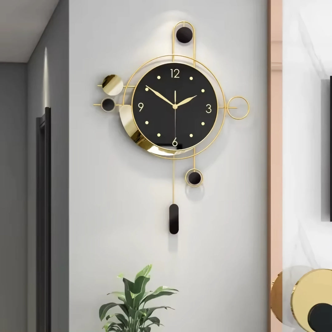 Art Deco Gold and Black Wall Clock