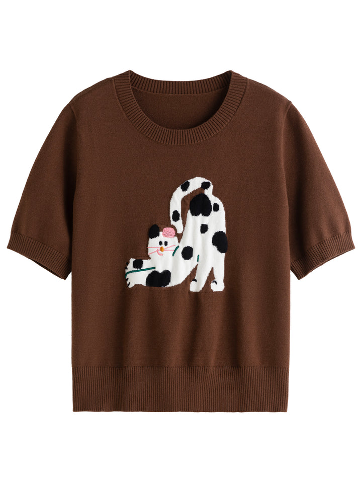 Women’s Cute Pet Embroidered Cartoon T-shirt