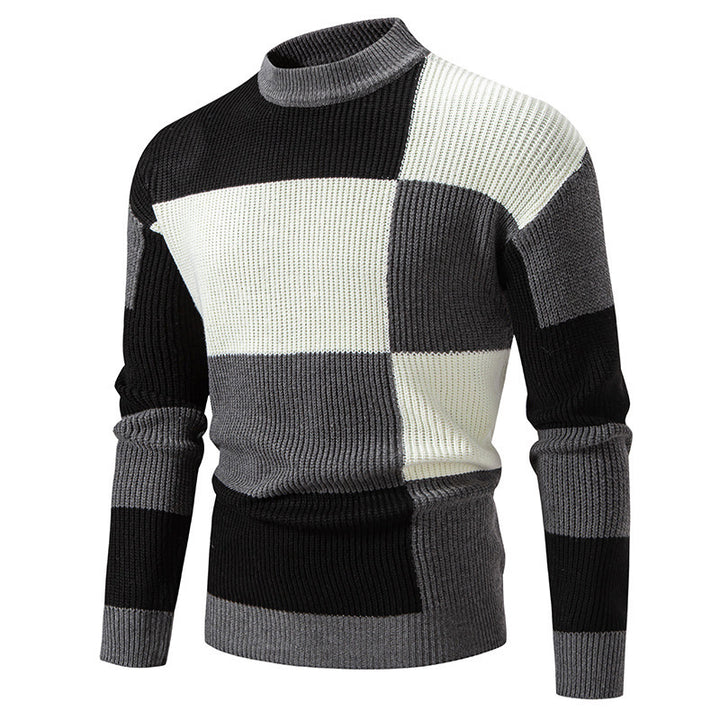 Men's Sweater Sweater Half Turtleneck Color Matching Casual